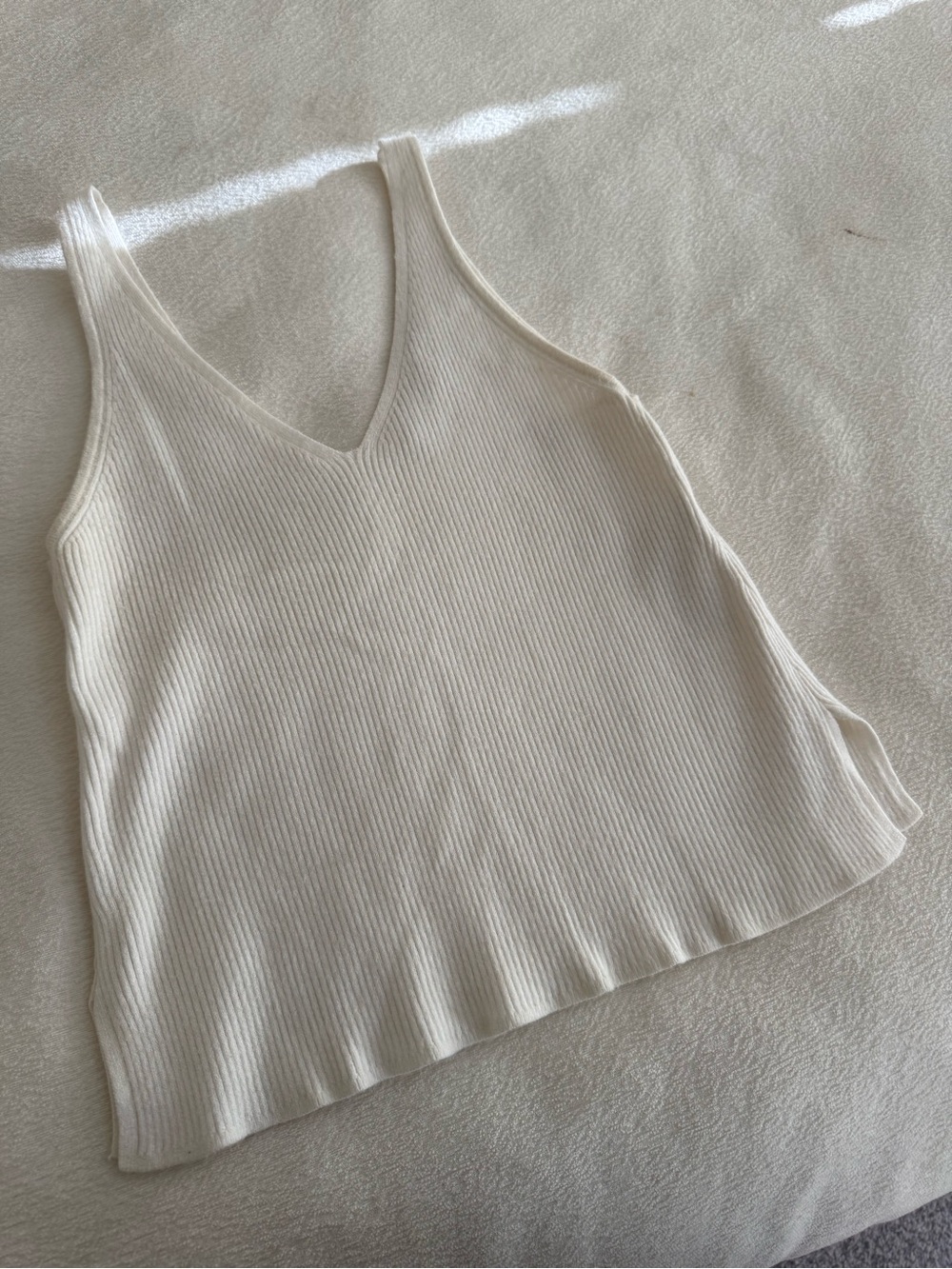 Abercrombie & Fitch Cream Ribbed V-Neck Tank